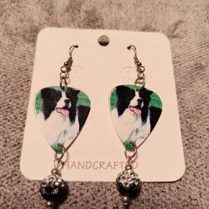 Women's BORDER COLLIE DOG BREED GUITAR PICK EARRINGS
